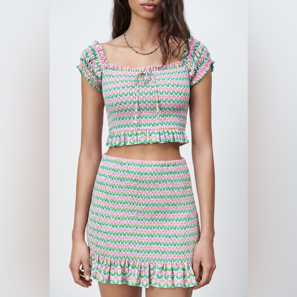 NWT Zara Smocked Skirt and Top Set Brand New - Picture 1 of 11